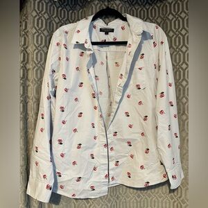 Banana Republic light blue Button-Down with Red cherry Pattern